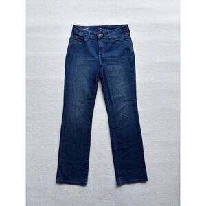 NWOT NYDJ Marilyn Straight Leg Jeans Women 4P Blue Lift Tuck Stretch Denim